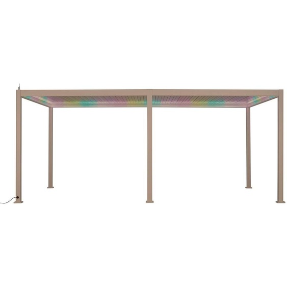 Pergola bioclimatique électrique EVORA Argile 6 x 3 m - Structure et lames doubles en aluminium Hespéride