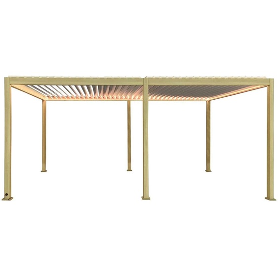 Pergola bioclimatique électrique EVORA Honey 6 x 3 m - Structure et lames doubles en aluminium Hespéride