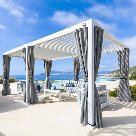 Pergola bioclimatique EVORA Blanc 6 x 3,6 m - Structure et lames doubles en aluminium Hespéride