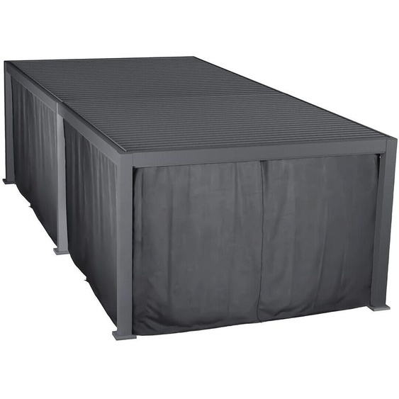 Pergola bioclimatique EVORA Graphite + 1 kit rideaux et moustiquaires 6 x 3,6 m - Aluminium traité époxy Hespéride