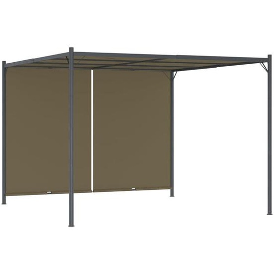 Pergola de jardin avec auvent rétractable 3x3 m Taupe 180 g/m²