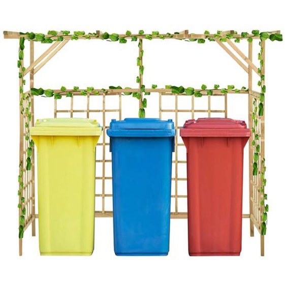 Pergola de jardin pour poubelles triples Bois de pin imprégné