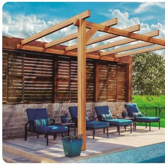 Pergola jardin adossé en bois : ANDORRE : 300 x 300 cm