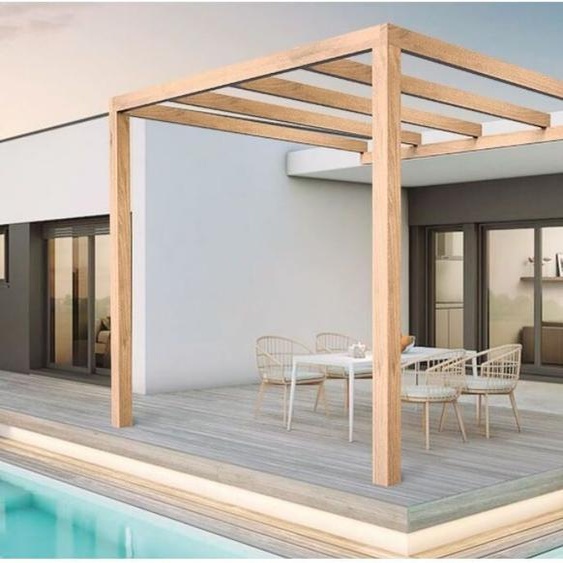 Pergola jardin adossé en bois : BURGOS : 600 x 400 cm