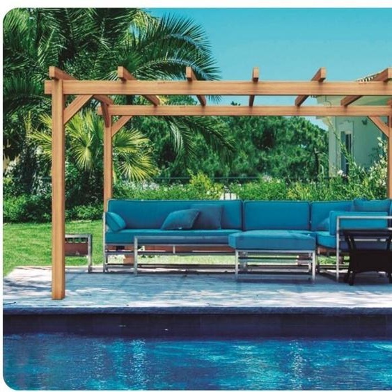 Pergola jardin adossé en bois : VALENCIA : 400 x 400 cm