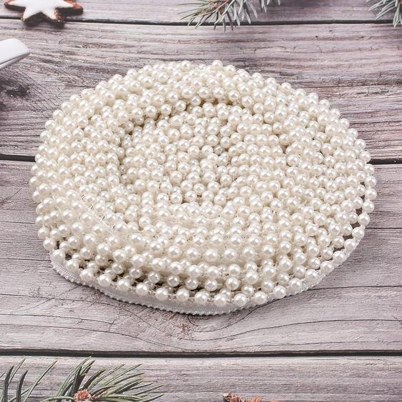 Perles Franges Dentelle Bordure Ruban 10 Yards Style Vintage Blanc Bordure Décorations Tissu Brodé Application Couture Bricolage 6mm