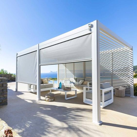 Persienne pour pergola bioclimatique EVORA Blanc Côté 3 m - 1/3 0,9 x 2,3 Aluminium, Traitement anti-rouille Hespéride