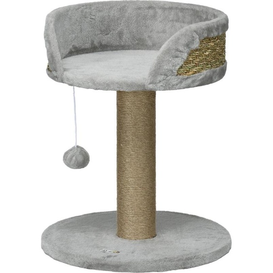 Petit arbre à chat, 49 cm Arbre à chat, arbre à chat avec balle de jeu, surface de repos, arbre à grimper pour chats jusquà 4 kg, meuble pour chats, jute Gris Aosom
