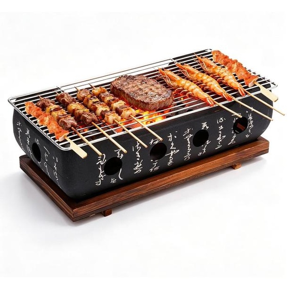 Petit barbecue de table au charbon de bois, compact et pratique, idéal pour lintérieur et lextérieur