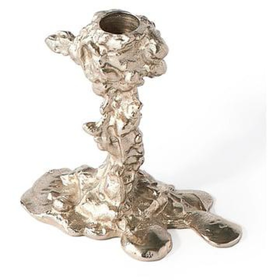 Petit bougeoir en aluminium argenté Drip