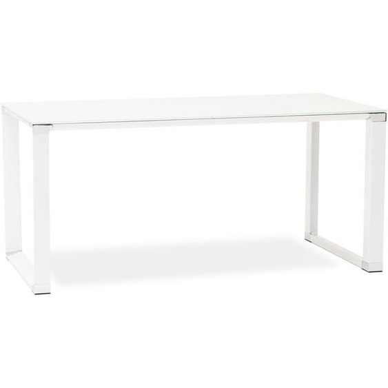 Petit bureau droit design XLINE en verre blanc - 140x70 cm