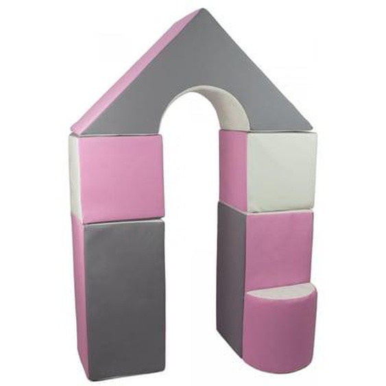 Petit Château - Lot de 11 blocs en mousse pour le jeu blanc,rose clair,gris