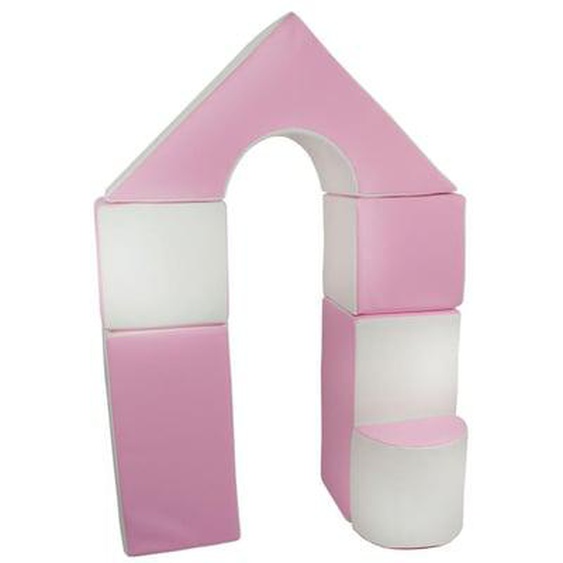 Petit Château - Lot de 11 blocs en mousse pour le jeu blanc, rose (pastel)