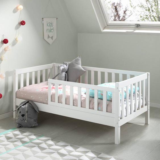 Petit Lit Enfant Avec Sommier En Pin Massif Suzon Blanc