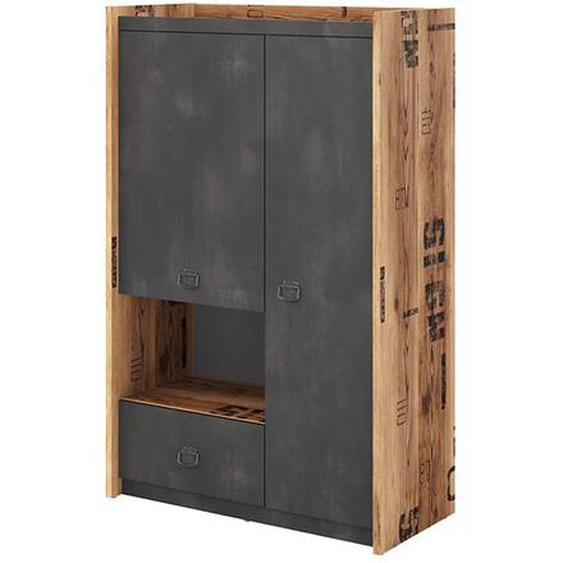 Petite armoire style industriel FARGO - Graphite - panneaux stratifiés