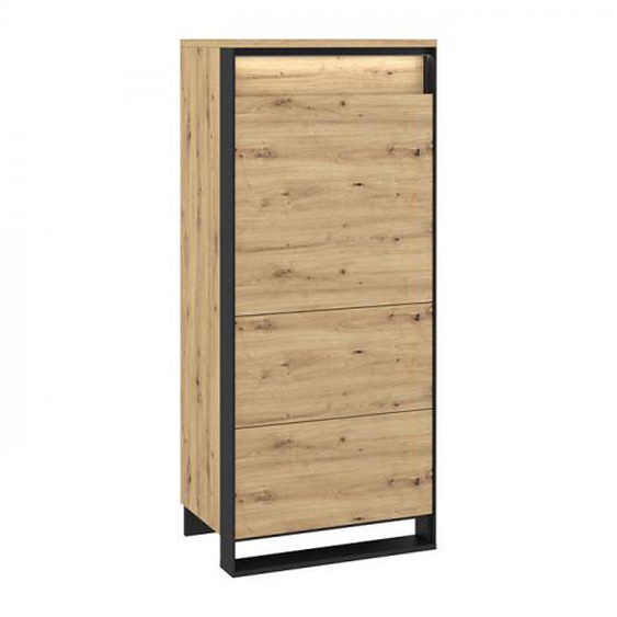 Petite armoire une porte avec éclairage QUANT hauteur 140 cm en chêne artisan style loft - .fr