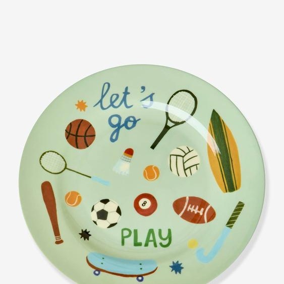 Petite assiette en mélamine SPORTS PRINT rice, ronde turquoise