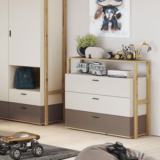 petite commode de couleur beige pour chambre adolescent - Beige - Panneaux Stratifiés