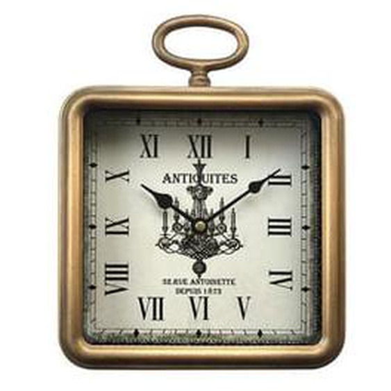 Petite horloge carrée métal doré 26x20cm