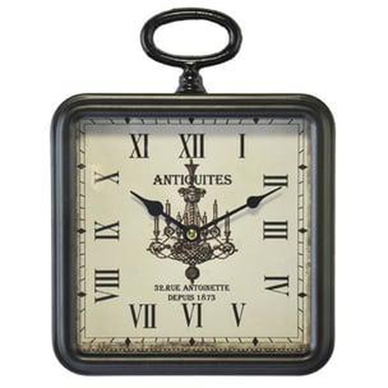Petite horloge carrée métal noir 20x26cm