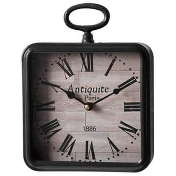 Petite horloge carrée métal noir 26x20cm