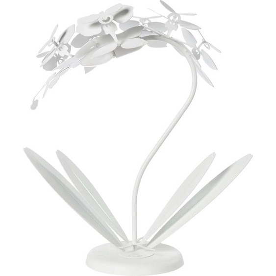 Petite lampe de table Orchidea 38x20x57 cm en fer découpé au laser Design floral moderne Connexion E14 Fabriqué en Italie Blanc