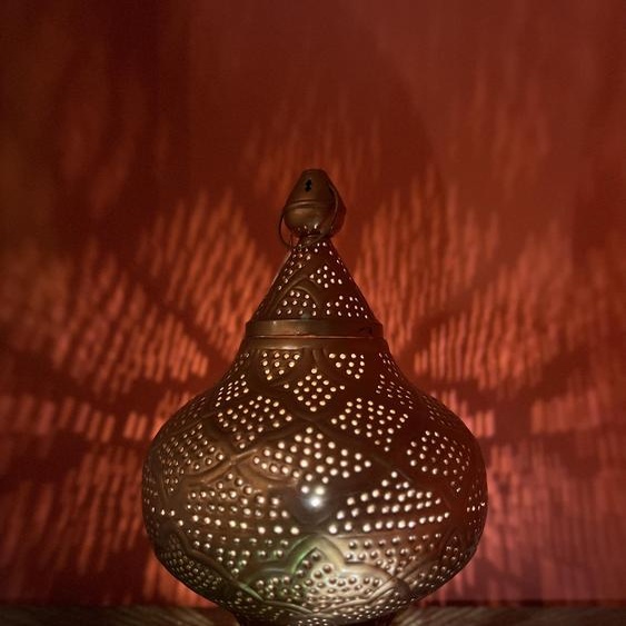 Petite lampe de table orientale Lampe Zumurrud en cuivre E14 | Petites lampes de table marocaines en métal, abat-jour en cuivre | Lampe de chevet moderne, pour un style vintage, rétro et champêtre