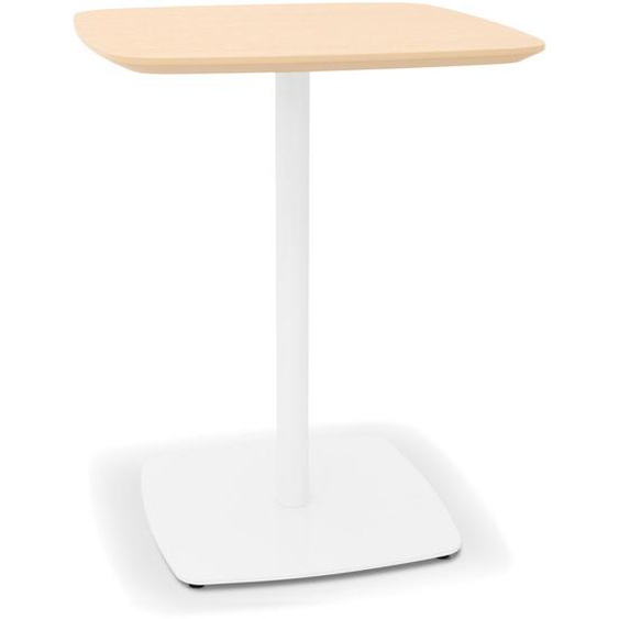 Petite table à diner PATATI en bois finition naturelle et métal blanc - 60X60 CM
