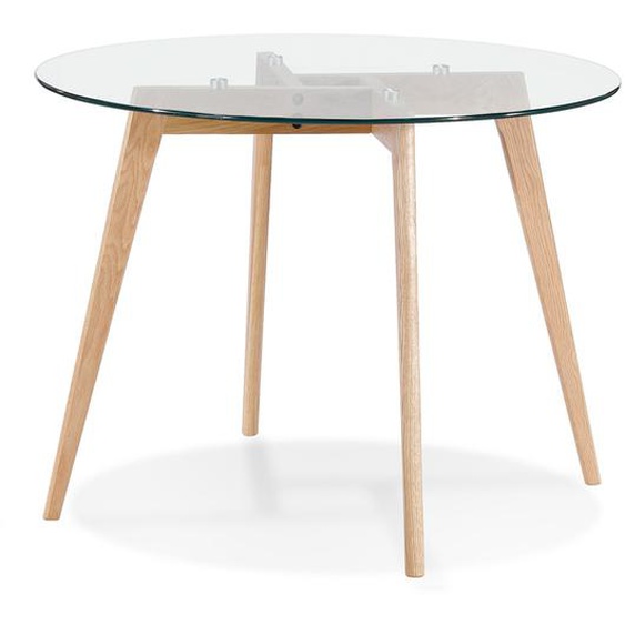 Petite table à diner ronde ANGELA en verre transparent - Ø 100 cm