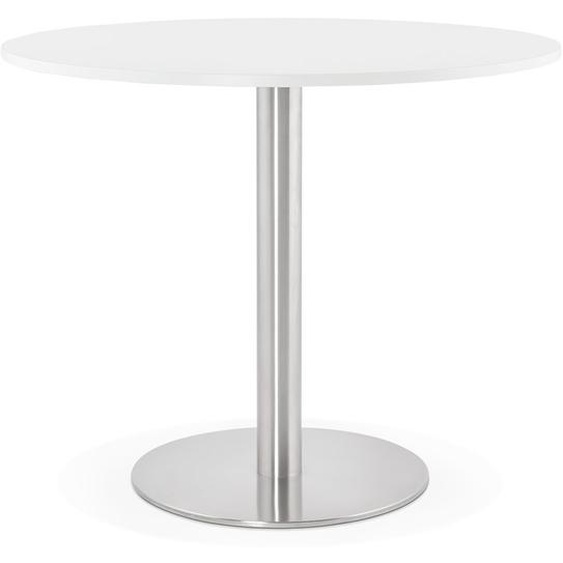 Petite table de bureau / à diner ronde DALLAS blanche - Ø 90 cm