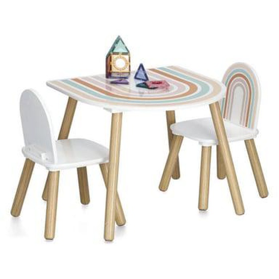 Petite table enfants 2 chaises bois arc en ciel Zeller