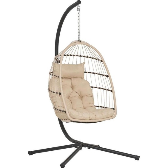 Petra chaise suspendue avec coussins panier pliable beige, gris, noir.