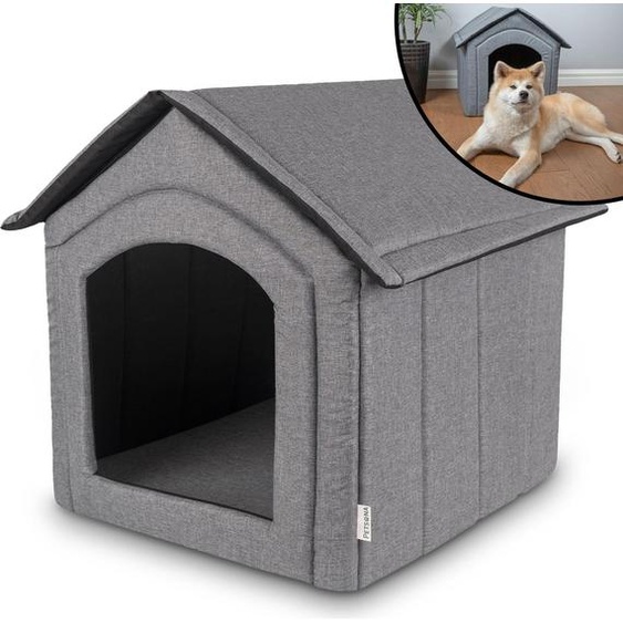 Petsona niche pour chien niche pour chien pliable avec toit amovible niche pour chien lit pour chat lit pour chat lit pour animal de compagnie lieu de couchage taille XXL, gris/médaillons