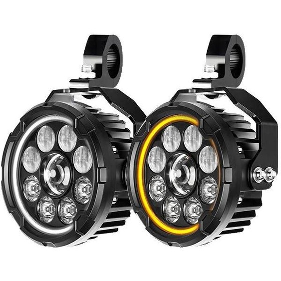 Phares à LED, design compact, étanches et résistants à la poussière, avec éclairage diurne blanc et jaune