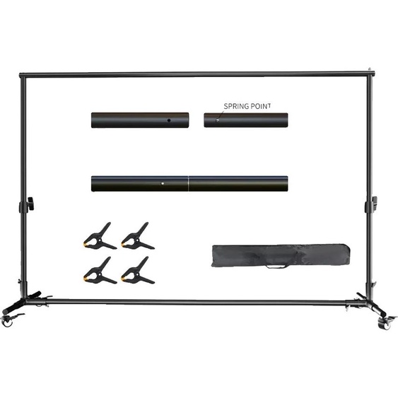 Photographie Support de fond, réglable en hauteur, grande capacité de charge, roues 2x3M