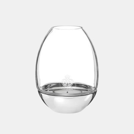 Photophore transparent en verre et socle en acier - MOOD Gris Christofle