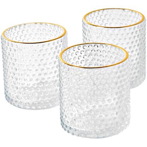Photophore Verre Liseré Doré - Lot De 3 -