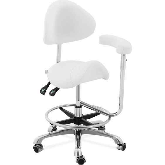 Expondo physa Chaise à selle avec accoudoirs - 51 - 61 cm - 150 kg - Blanc
