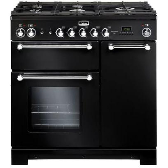 Piano de cuisson gaz KITCHENER 90 NOIR + WOK ET PLANCHA