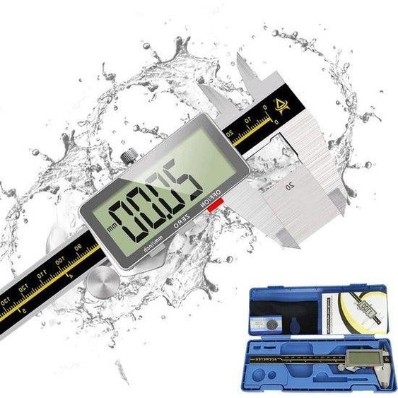 Pied à coulisse électronique 150 mm avec écran LCD, en acier inoxydable, pour usage professionnel