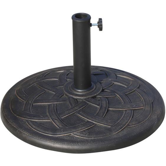 Pied de parasol base de lestage de parasol rond résine imitation fonte motif rosace diamètre 57 cm poids net 19 Kg