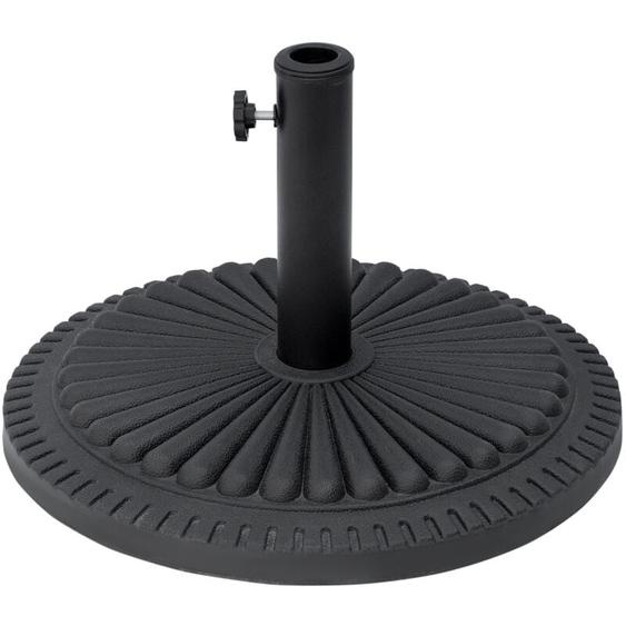 Pied de parasol base de lestage parasol rond ciment hdpe motif rosace ø 49 cm poids net 15 Kg noir