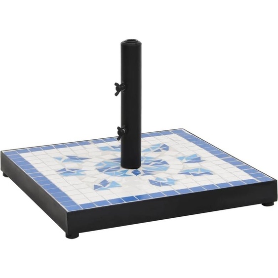 Pied de parasol Bleu et Blanc Carré 12 kg