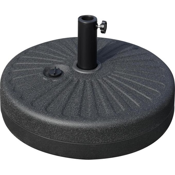 Pied de parasol de jardin - Remplissable deau - Jusquà 22 kg - Pour tiges 38/48 mm - Portable - Ø51 x 30,5 cm - Noir