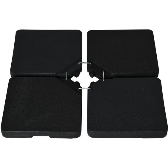 Pied de parasol lot de 4 dalles pour parasol à lester dim. tot. 100L x 100l x 6,8H cm hdpe surface granuleuse noir