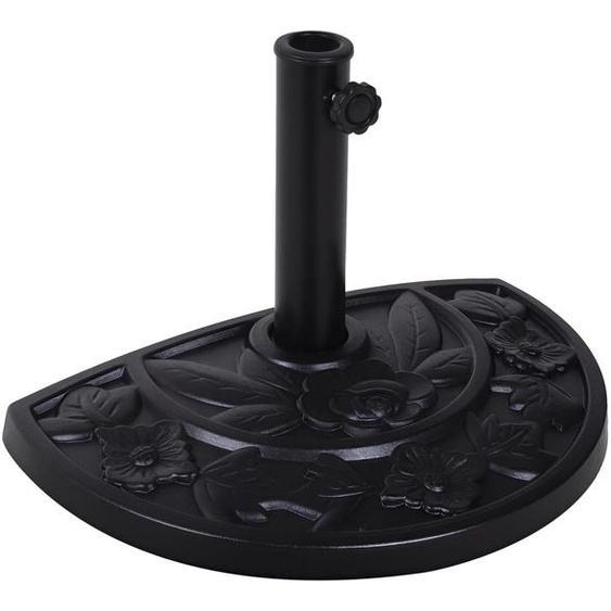 Pied de parasol - Socle semi-circulaire - Poids : 9 kg - Dimensions : 50 x 31 x 32 cm - Couleur : noir