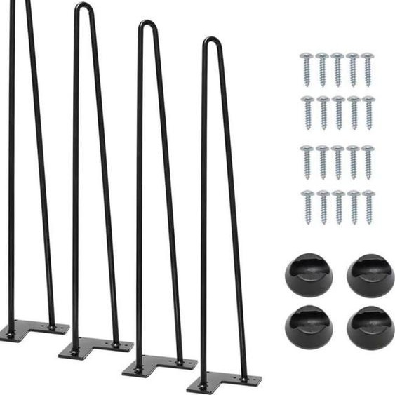 Pied de Table 4 Pcs 19 pouces ensemble pour Bricolage Table Noir