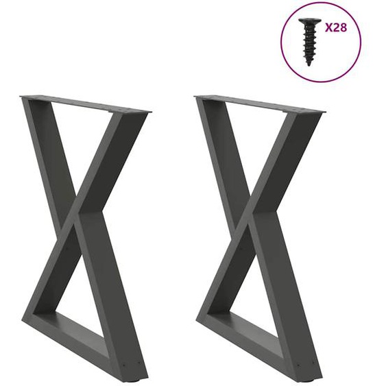 Pieds de table à manger 2 pièces Anthracite 70 x (72-73,3) cm Acier