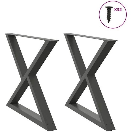 Pieds de table à manger 2 pièces Anthracite 90 x (72-73,3) cm Acier