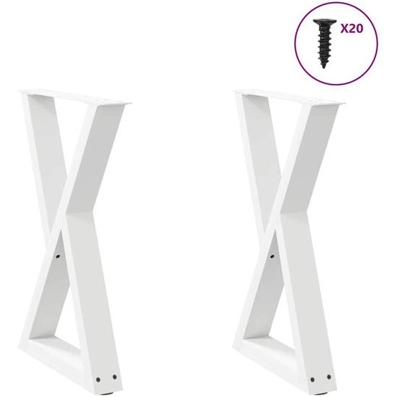 Pieds de table à manger 2 pièces Blanc 50 x (72-73,3) cm Acier